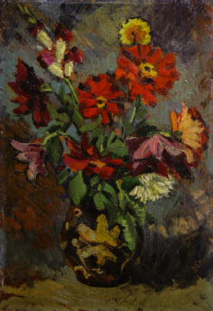 PAINTINGS - Unidentified AUTHOR, Still life with Flowers in Ceramic Pot