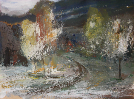 PICTURĂ - AUTOR neidentificat, Peisaj de toamnă, 1982