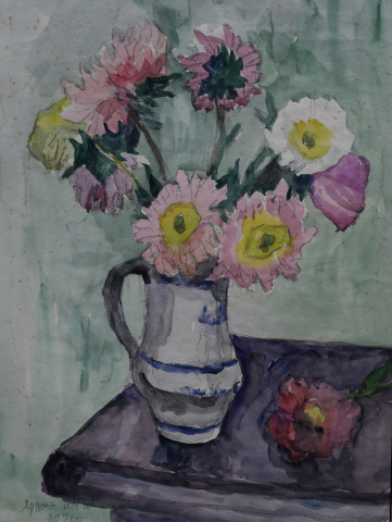 GRAPHICS - Maria BRATEȘ PILLAT, Still Life with Flowers, 1970