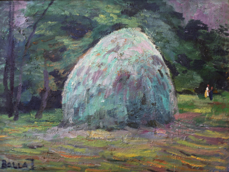 PAINTINGS - BALLA József, Landscape with Haystack