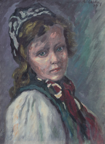 PAINTINGS - C.VÂLCIU, Portrait of Girl with Green Eyes