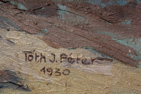 TÓTH J. Péter, Peisaj de primăvară cu deal înflorit și copaci, 1930 [4]