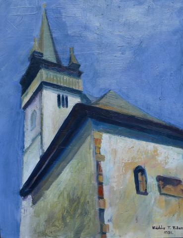 PAINTINGS - KÁDÁR T. Tibor, Church from Mănăstireni, 1991