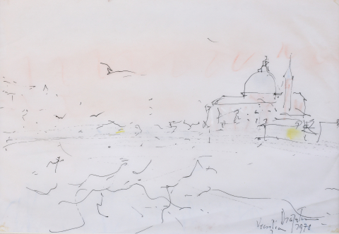 GRAFICĂ - Eugen DRĂGUȚESCU, Piața San Marco, Veneția, 1970