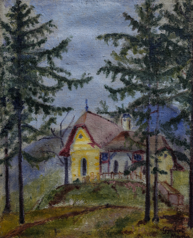 PICTURĂ - GYALAI Maria, Peisaj cu biserică