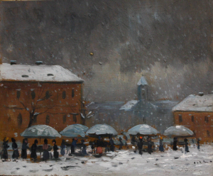 Transylvanian AUTHOR,  Winter Landscape with Fair and Houses [0]