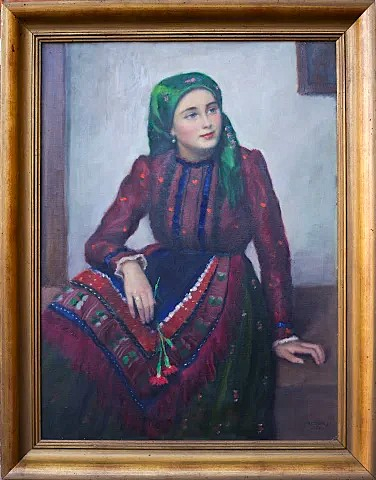 ÁLDOR János Lászlo, Tânără cu garoafe în port popular, 1935 [5]