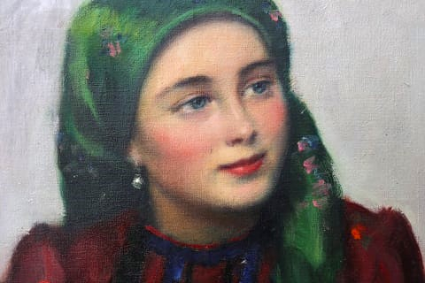 ÁLDOR János Lászlo, Tânără cu garoafe în port popular, 1935 [1]