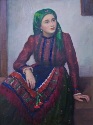 ÁLDOR János Lászlo, Tânără cu garoafe în port popular, 1935 [0]