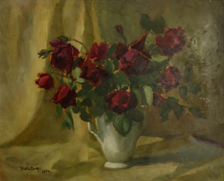 FEKETE Margit, Still Life with Red Roses, 1954