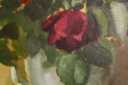 FEKETE Margit, Natură statică cu trandafiri roșii, 1954 [1]