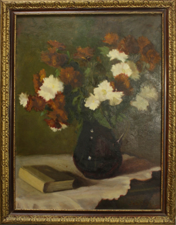 FEKETE Margit, Aranjament floral cu carte, 1950 [4]