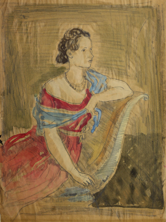 AUTOR neidentificat, Doamnă cu eșarfă albastră, înc. sex.XX [0]