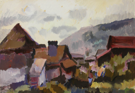 BALLA József, Peisaj cu case la Lăzarea, 1983 [0]