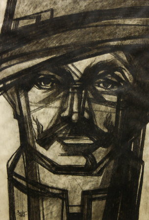 AUTOR neidentificat, Portret de bărbat cu pălărie,1985 [0]