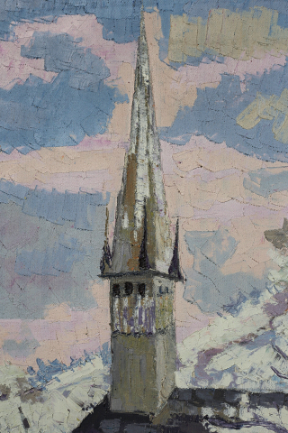 MEGYESI Lucreția, Peisaj de iarnă cu biserică de lemn maramureșană, 1983 [1]