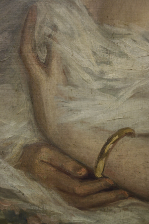 OLEJNIK Janka, Portret de doamnă cu blană albă și colier de perle [4]