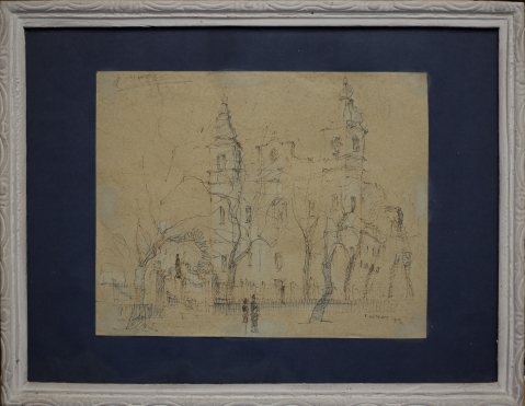 Tibor TOLNAY, Peisaj orădean cu biserica romano-catolică, 1993 [1]