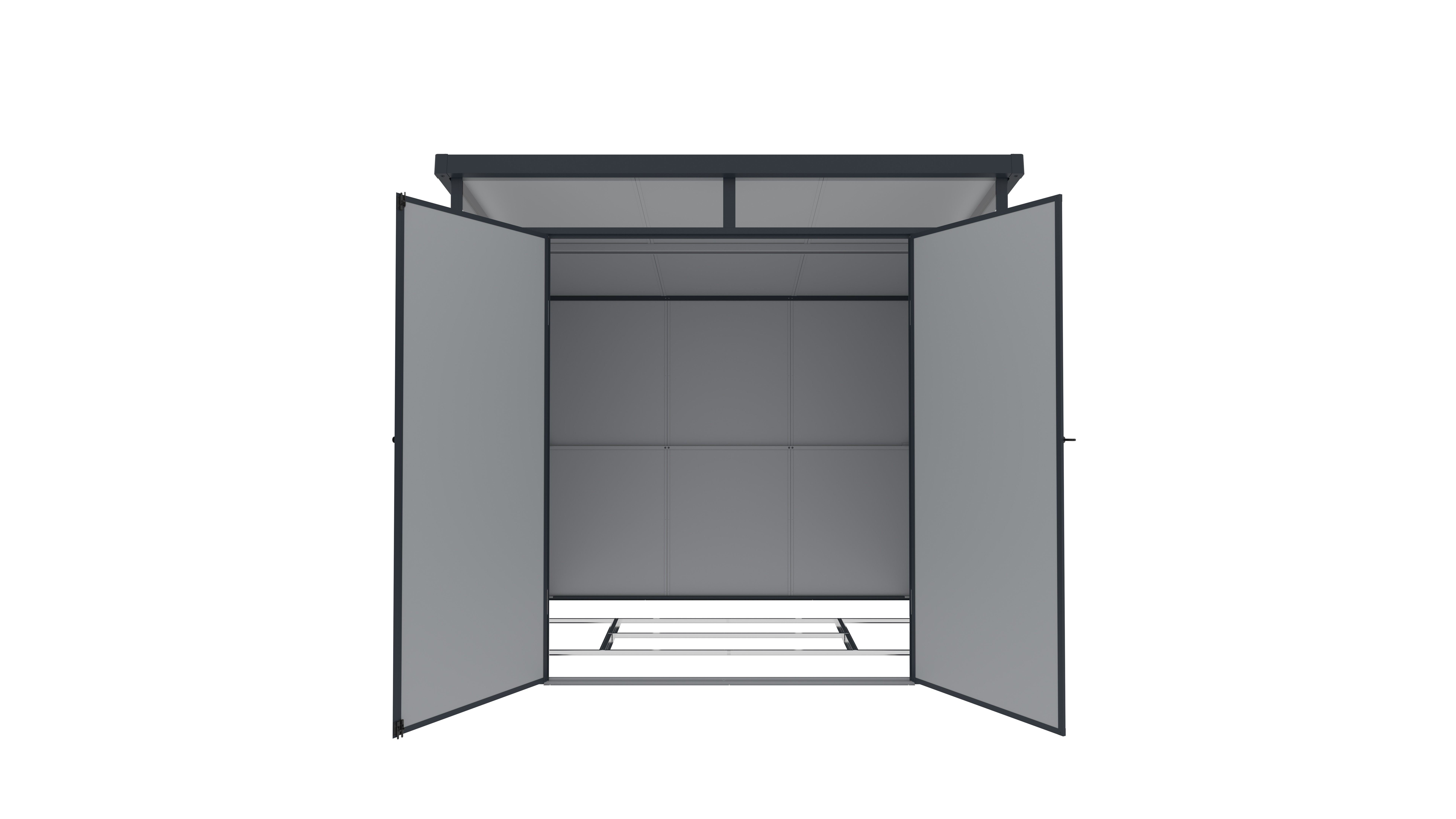 Casuta / magazie de gradina premium din material plastic, KLUGMEISTER Toya B Gri, dimensiuni 238x191x215 cm, cu baza metalica [2]