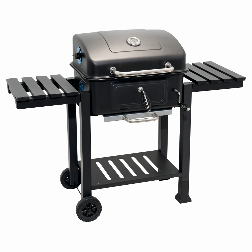 Gratar pe carbuni KLUGMEISTER FT01-017, material otel (husa inclusa), cu tava pentru cenusa, capac si roti de deplasare, suprafata gatire 54x43 cm [2]