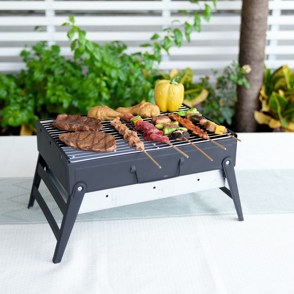 Gratar pe carbuni KLUGMEISTER KYCG02-B, material otel, inaltime gatire 24 cm, dimensini 43.5x29x24 cm [3]