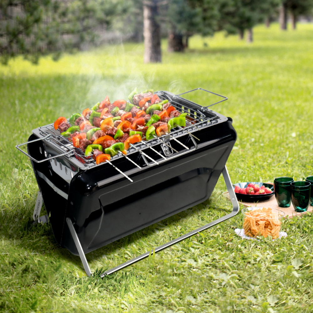 Gratar pe carbuni KLUGMEISTER KY3421, portabil tip valiza, material otel, suprafata gatire 33x20 cm [2]