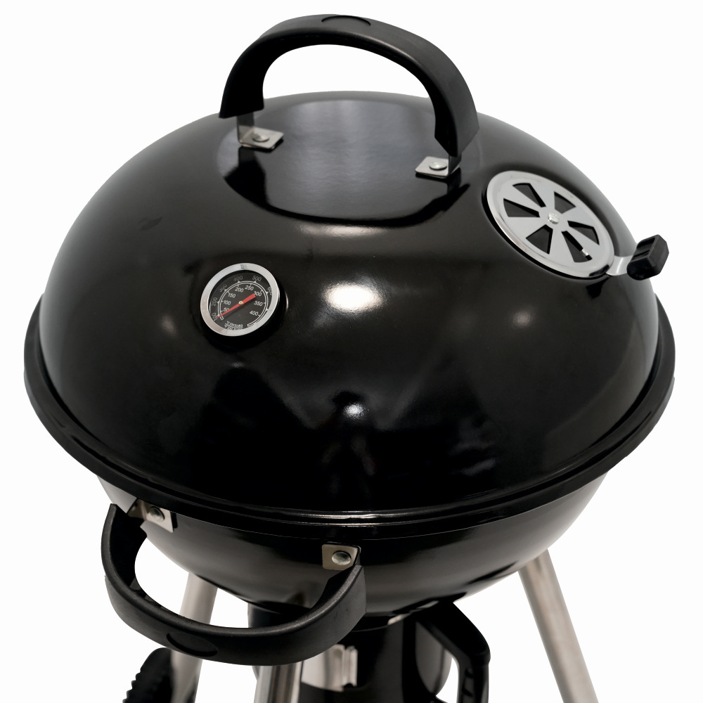 Gratar pe carbuni KLUGMEISTER YH22018K, material otel, cu capac si roti de deplasare, inaltime gatire 73 cm, dimensiuni 52x56x96 cm [2]