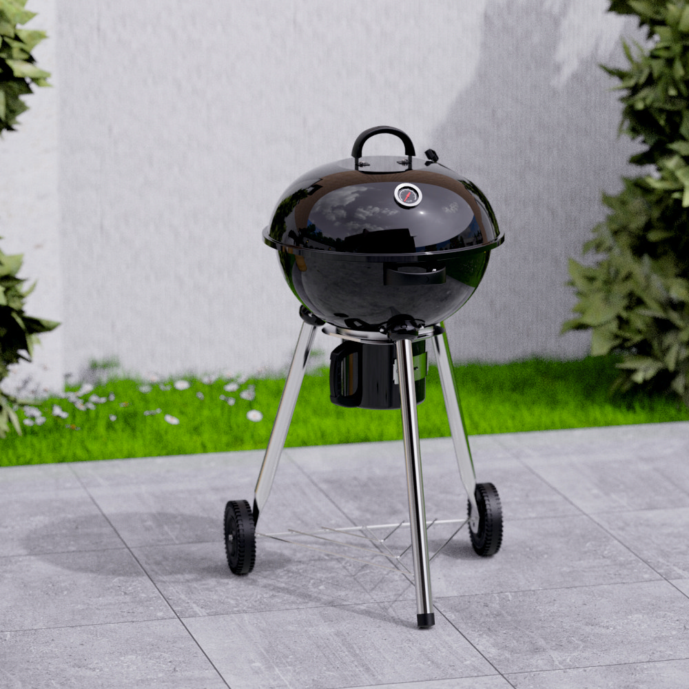 Gratar pe carbuni KLUGMEISTER YH22018K, material otel, cu capac si roti de deplasare, inaltime gatire 73 cm, dimensiuni 52x56x96 cm [3]