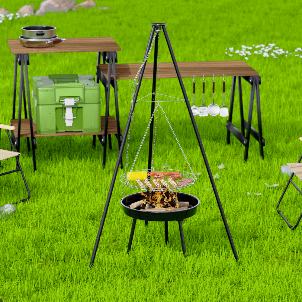 Gratar pe carbuni KLUGMEISTER KY23020A, material otel, suspendat, cu trepied, diametru 49 cm [3]