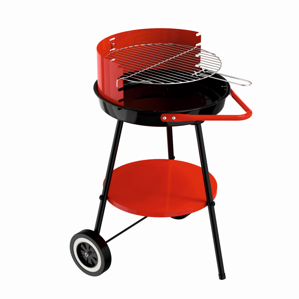 Gratare cu carbuni - Gratar pe carbuni KLUGMEISTER KY23016A, material otel, circular, portabil, inaltime gatire 59-69 cm, cu roti deplasare