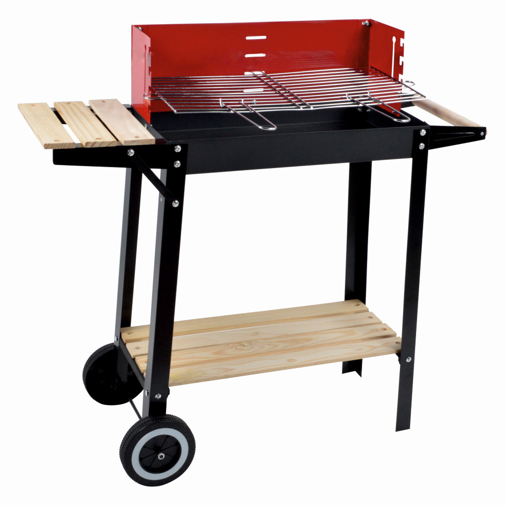 Gratare cu carbuni - Gratar pe carbuni KLUGMEISTER YH28020D, material otel, cu roti deplasare, raft inferior, gratar detasabil, suprafata gatire 50x24 cm