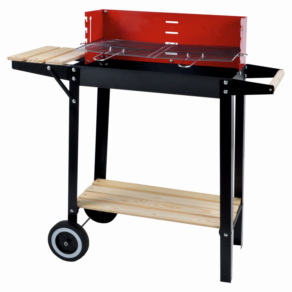 Gratar pe carbuni KLUGMEISTER YH28020D, material otel, cu roti deplasare, raft inferior, gratar detasabil, suprafata gatire 50x24 cm [1]