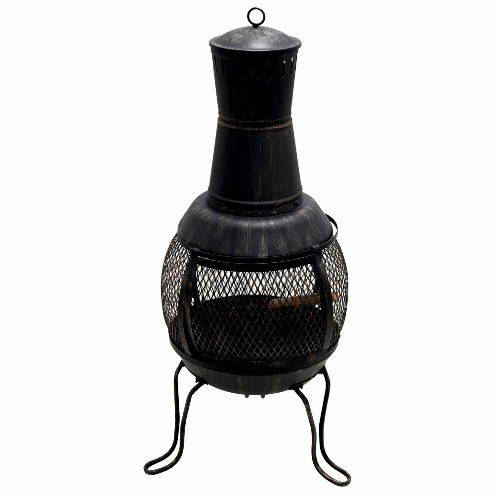 Gratare cu carbuni - Semineu pentru terasa KLUGMEISTER KY1822M, material otel, capac superior, gratar interior, dimensiuni 43x43x91 cm