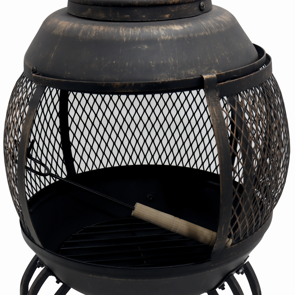 Semineu pentru terasa KLUGMEISTER KY1822M, material otel, capac superior, gratar interior, dimensiuni 43x43x91 cm [2]