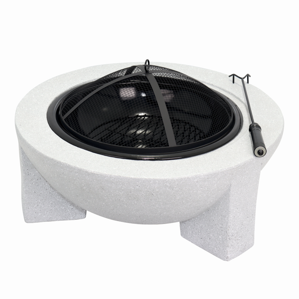 Gratare cu carbuni - Semineu pentru terasa KLUGMEISTER KY7347FP, material otel cu baza din oxid de magneziu, dimensiuni 73x73x46 cm