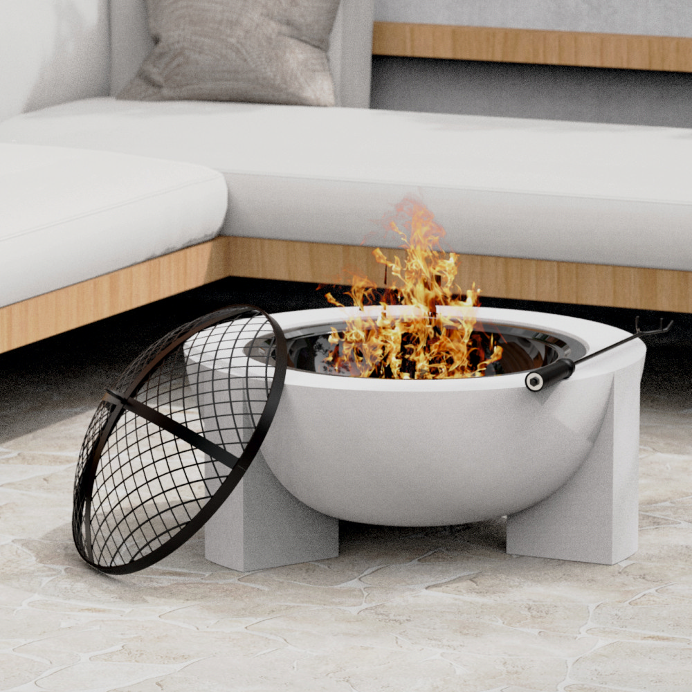 Semineu pentru terasa KLUGMEISTER KY7347FP, material otel cu baza din oxid de magneziu, dimensiuni 73x73x46 cm [3]