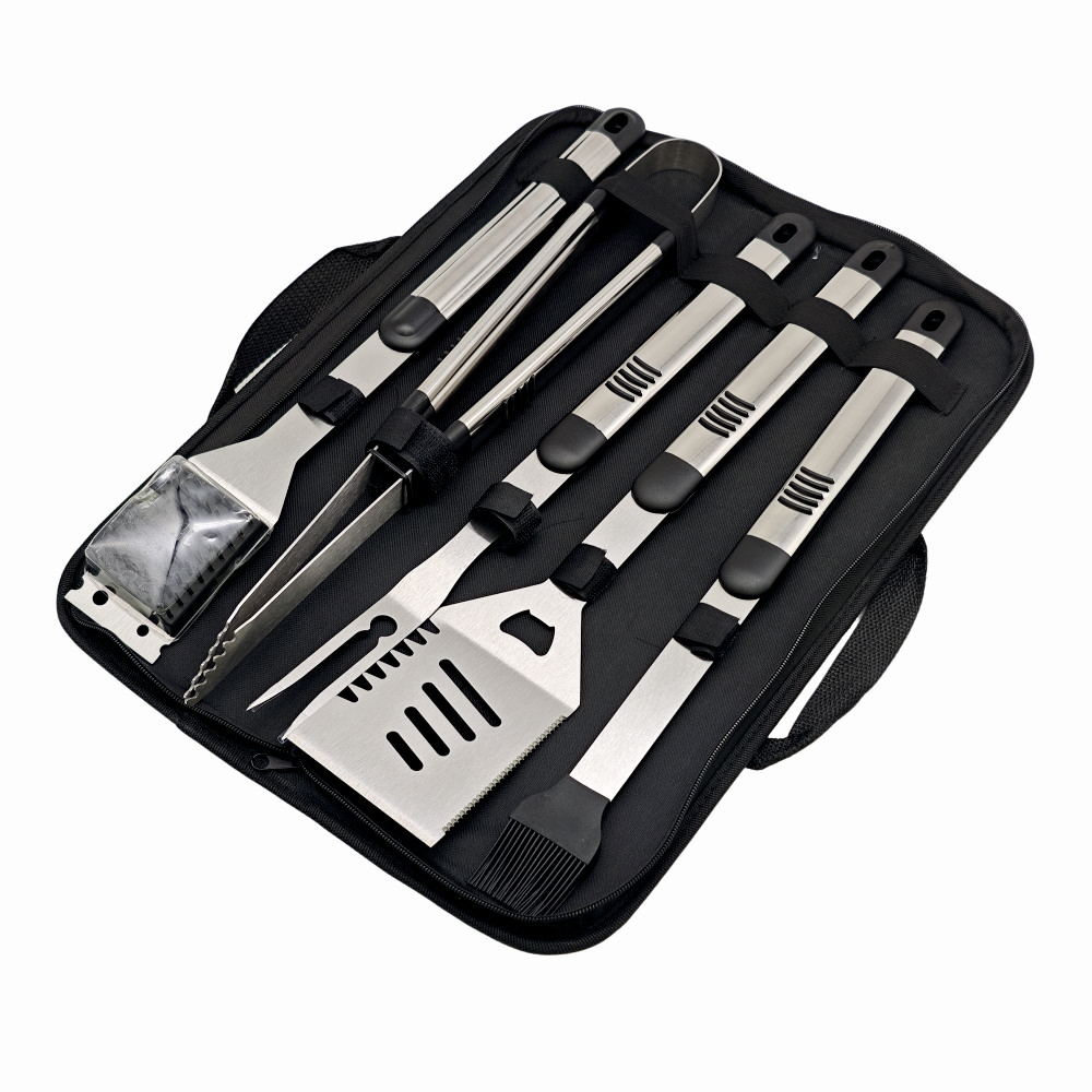 Set ustensile pentru gratar 5 piese KLUGMEISTER KY008, geanta inclusa, furculita + spatula + cleste + doua perii [2]