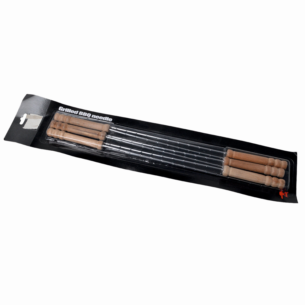 Ustensile gratar - Set frigarui pentru gratar 6 piese KLUGMEISTER KY3931, material inox, maner de lemn