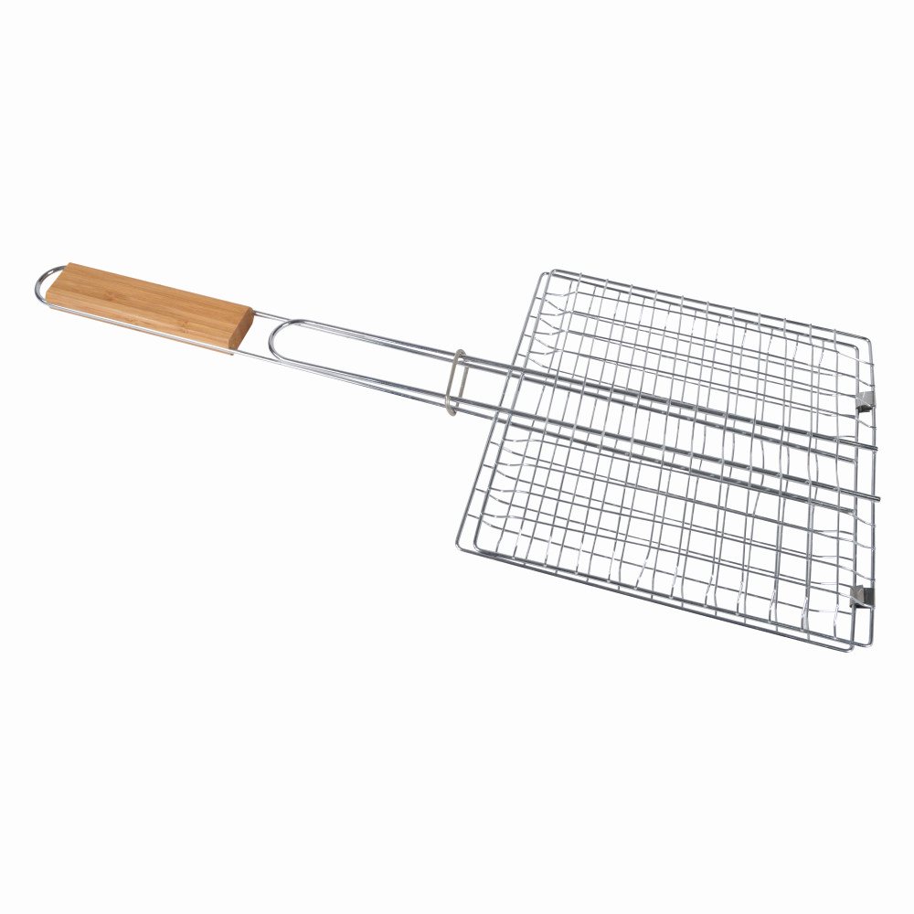 Ustensile gratar - Suport carne pentru gratar KLUGMEISTER KY049, din otel, cu maner de lemn