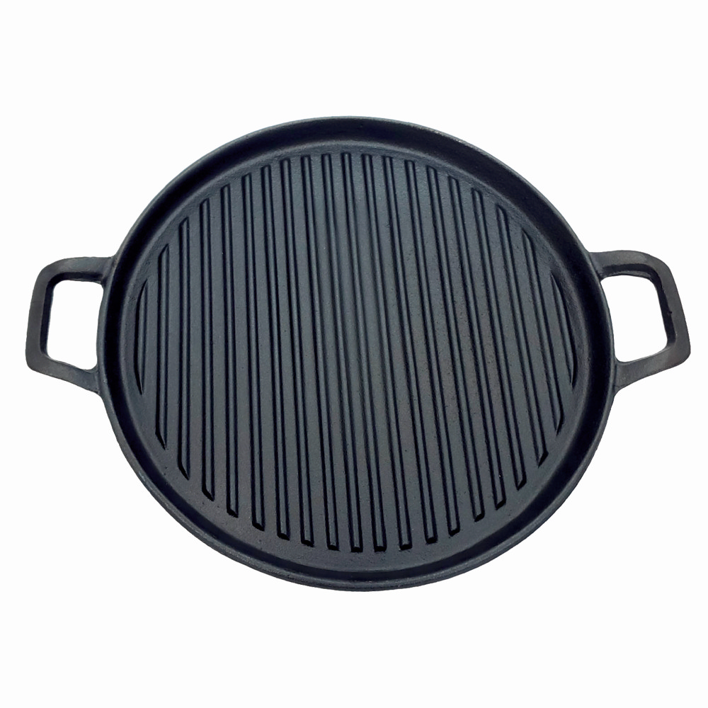 Ustensile gratar - Tava rotunda din fonta pentru gratar KLUGMEISTER KY30ZT, neagra