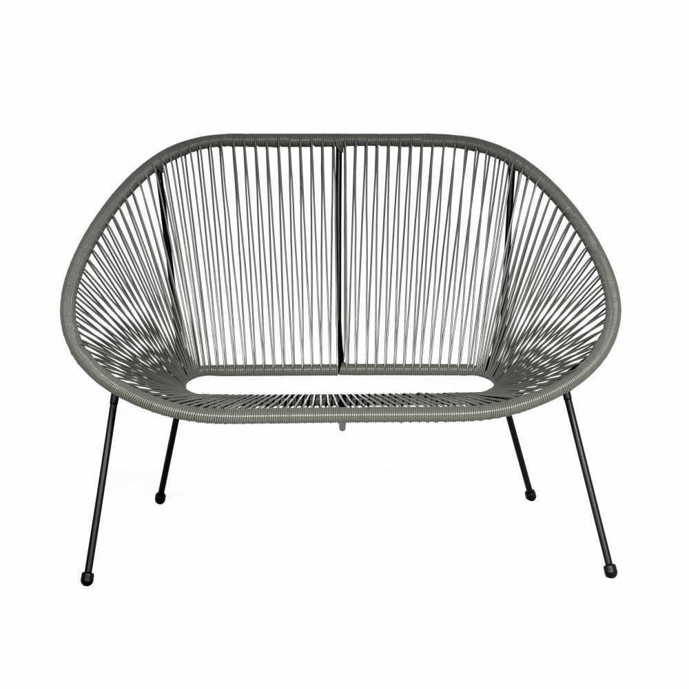 Set mobilier terasa/gradina KLUGMEISTER KJF3643, doua scaune + canapea + masuta, material otel + ratan, culoare gri [1]