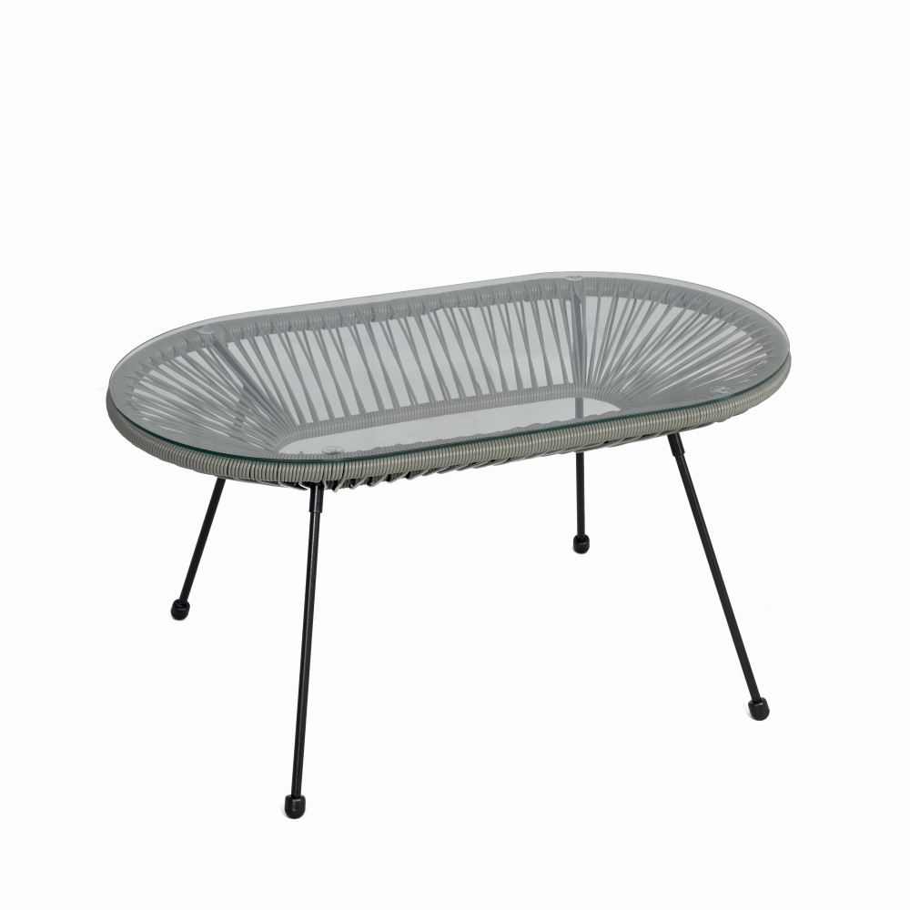 Set mobilier terasa/gradina KLUGMEISTER KJF3643, doua scaune + canapea + masuta, material otel + ratan, culoare gri [4]