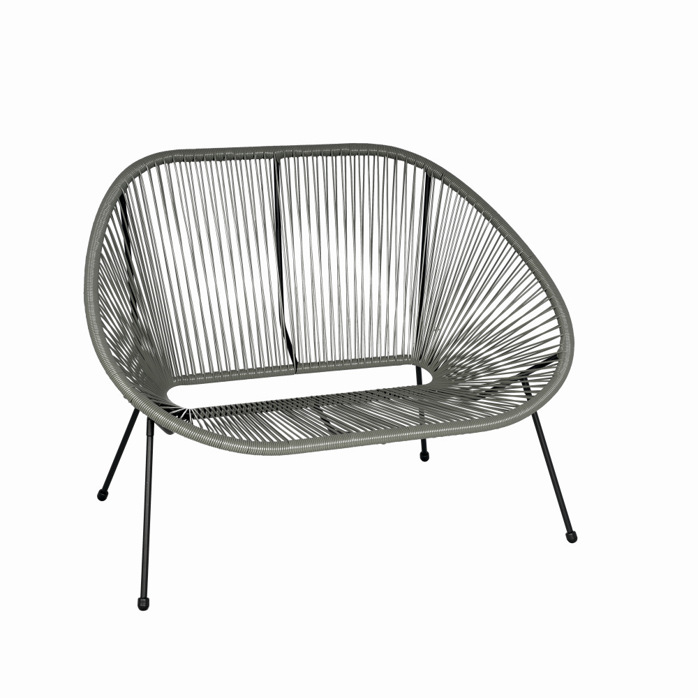 Set mobilier terasa/gradina KLUGMEISTER KJF3643, doua scaune + canapea + masuta, material otel + ratan, culoare gri [5]