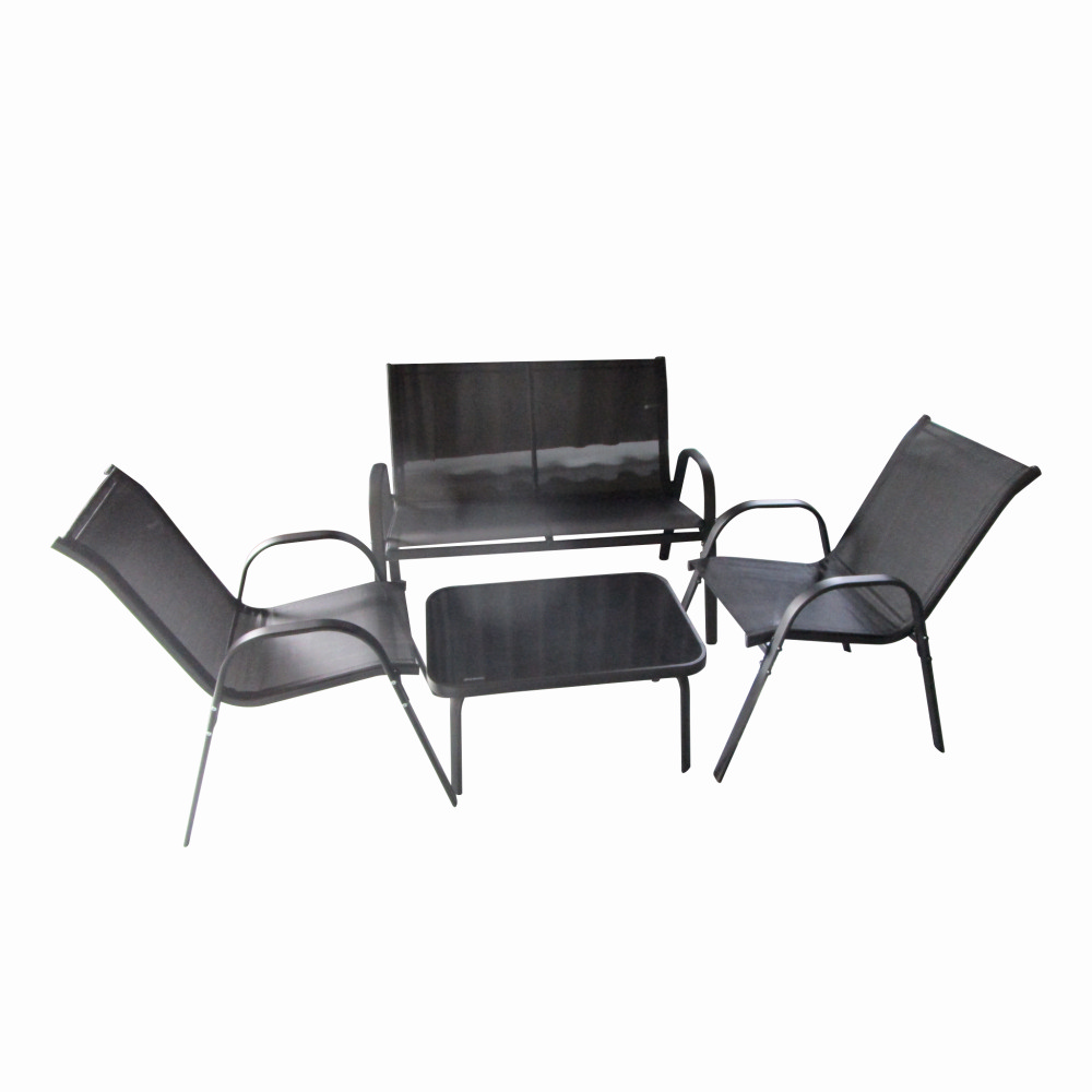Seturi mese si scaune pentru gradina - Set mobilier terasa/gradina KLUGMEISTER KJFT078, o canapea + doua scaune + o masa, culoare neagra