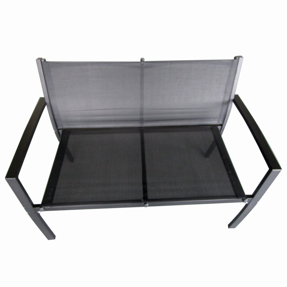 Set mobilier terasa/gradina KLUGMEISTER KJFT079, doua fotolii + canapea + masuta din sticla securizata, culoare neagra [3]