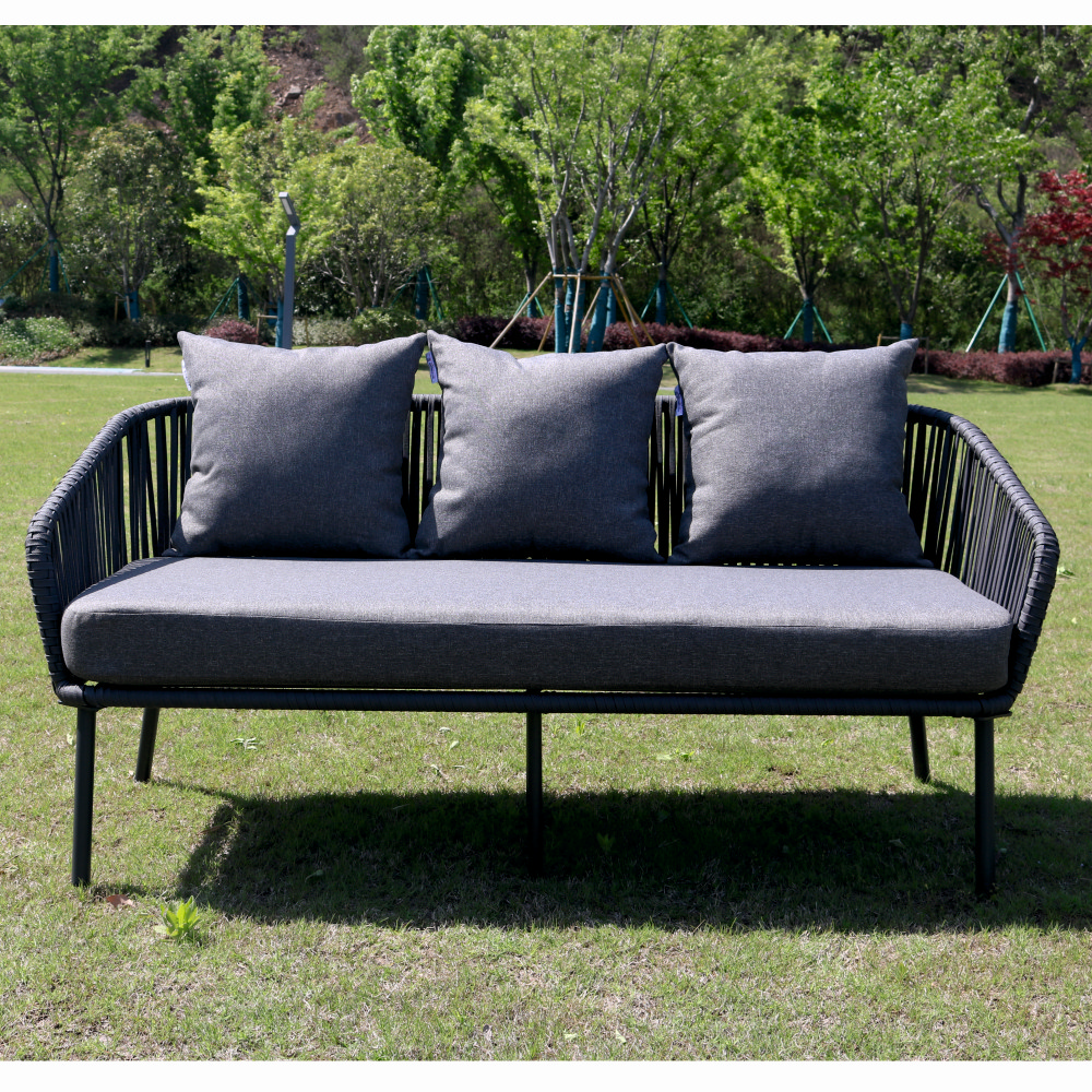 Set mobiler terasa/gradina din aluminiu KLUGMEISTER KJF10537, canapea + doua fotolii + masa din sticla (perne incluse), culoare gri [2]