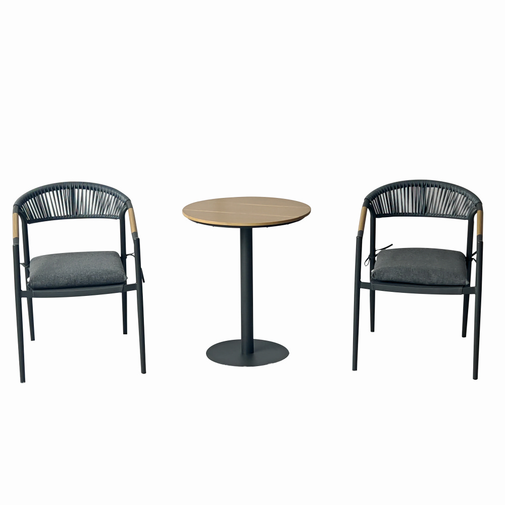 Set mobilier tarasa/gradina KLUGMEISTER KJF11196, doua scaune + masa, cu perne incluse, culoare gri [1]