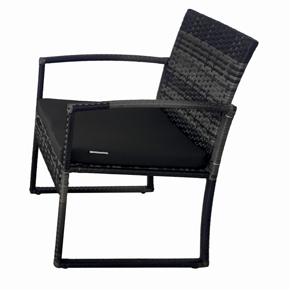 Set mobilier terasa/gradina tip ratan KLUGMEISTER KJF4965, canapea + doua fotolii + masuta din sticla securizata, culoare gri [2]