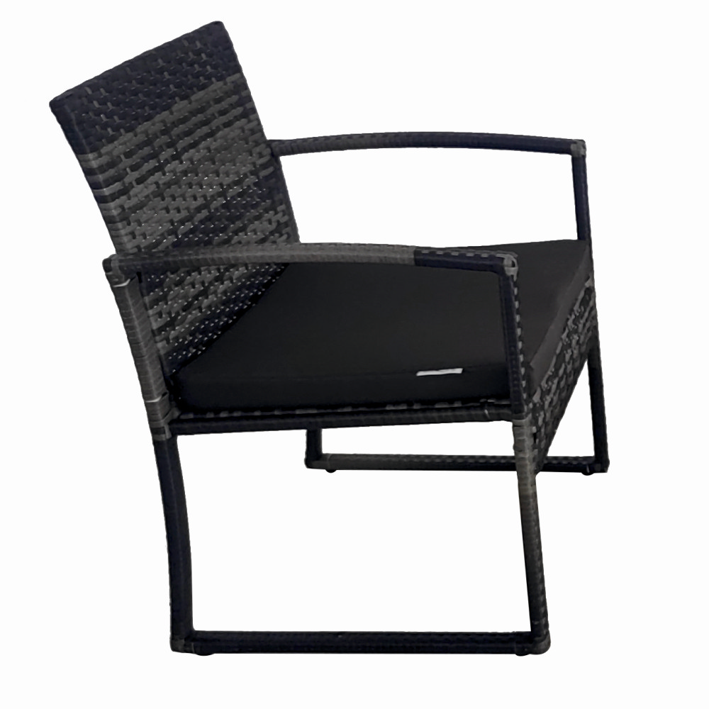 Set mobilier terasa/gradina tip ratan KLUGMEISTER KJF4965, canapea + doua fotolii + masuta din sticla securizata, culoare gri [4]