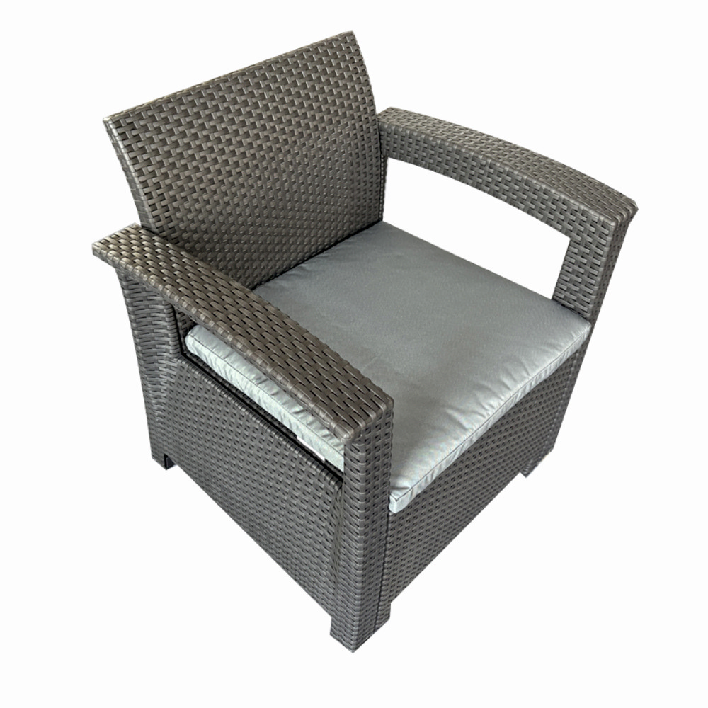 Set mobilier terasa/gradina tip ratan KLUGMEISTER KJF3132, canapea + doua fotolii + masa, culoare gri [1]